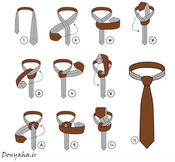 انواع گره کراوات: هانوور مراحل بستن گره هانوور