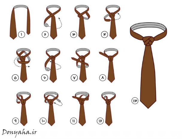 انواع گره کراوات: الدرج مراحل بستن گره الدرج