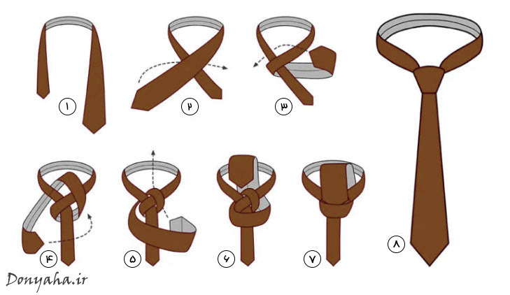 انواع گره کراوات: نیمویندسور مراحل بستن گره نیمویندسور