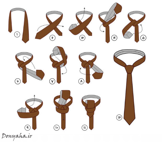 انواع گره کراوات: ویندسور کامل مراحل بستن گره ویندسور کامل