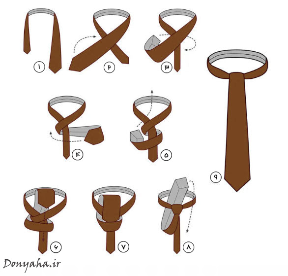 انواع گره کراوات: اوناسیس مراحل بستن گره اوناسیس