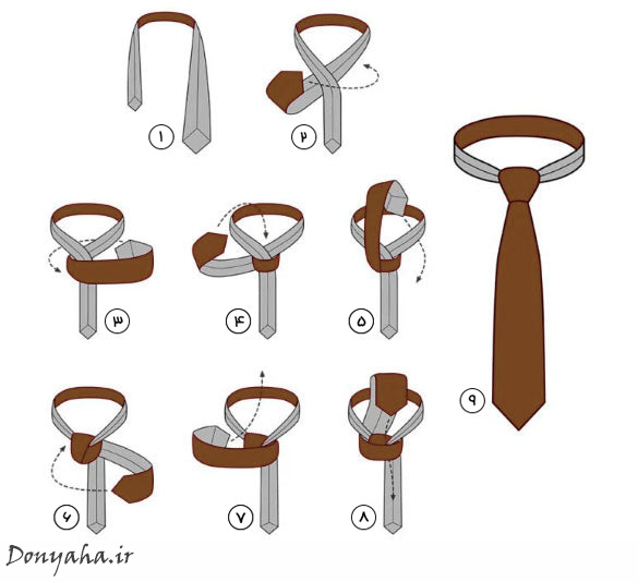 انواع گره کراوات: سنت اندرو مراحل بستن گره سنت اندرو