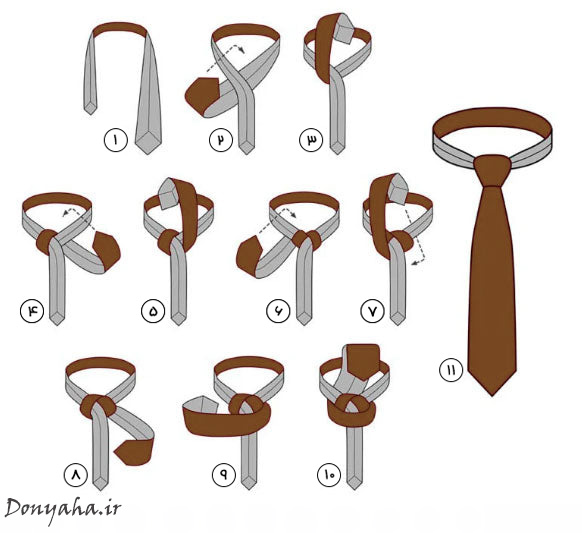 انواع گره کراوات: بالتوس مراحل بستن گره بالتوس