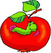 تصویر متحرک کرم در حال خوردن سیب